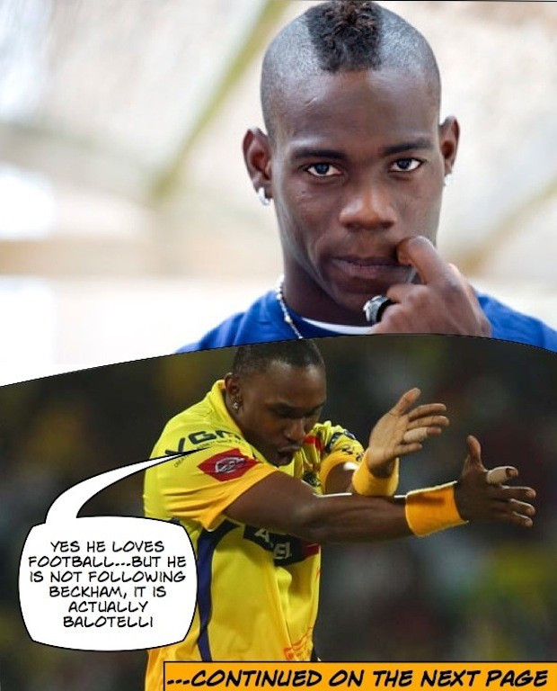 Bravo says Dhoni is copying Balotelli