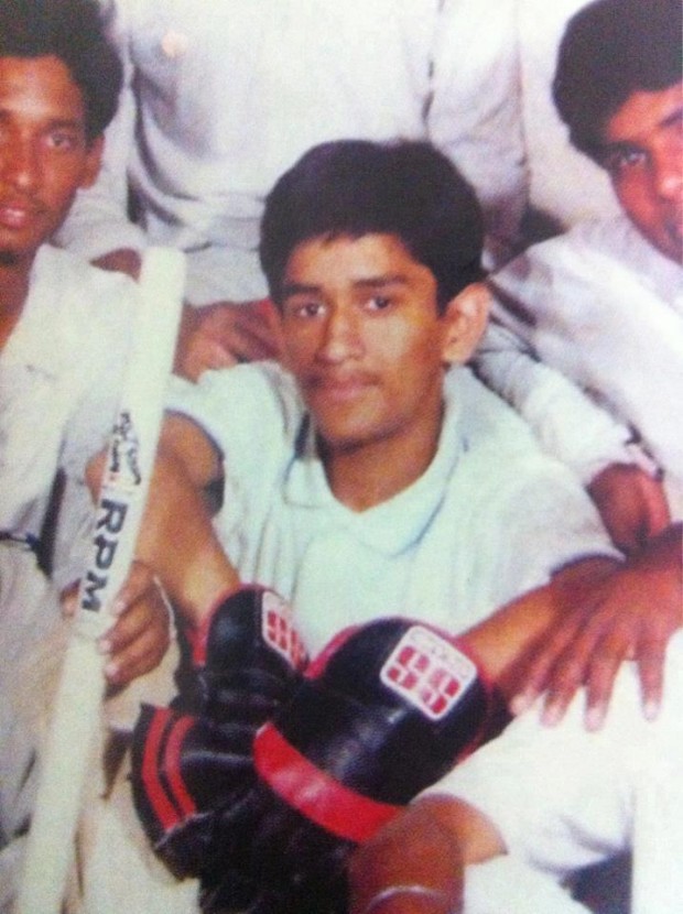 A very Young MS Dhoni with his keeping gloves