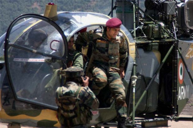 The "helicopter-shot MS Dhoni" stepping out of an actual Helicopter :)