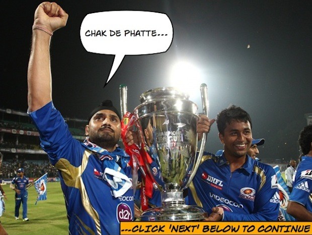 Bhajji does a chak de phatte with the trophy