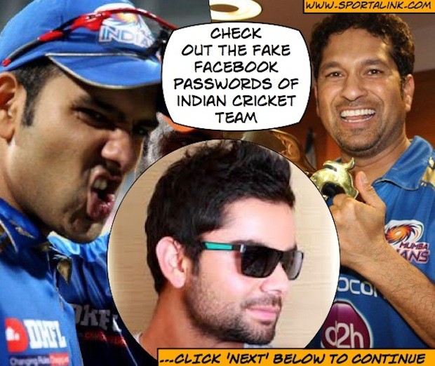 Fake Facebook passwords of Team India