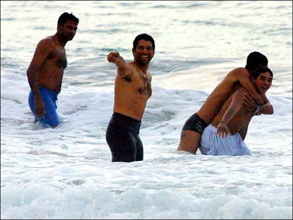 At Beach with Team India