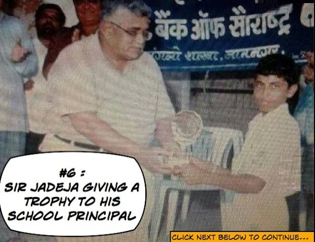 Sir Jadeja giving a trophy to his principal